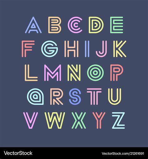 Colorful striped funny font english Royalty Free Vector