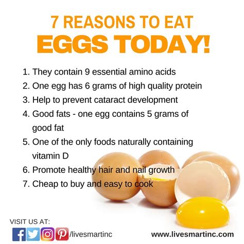 7 Reasons to Eat Eggs Today! www.livesmartinc.com | Health benefits of eggs, Healthy food facts ...