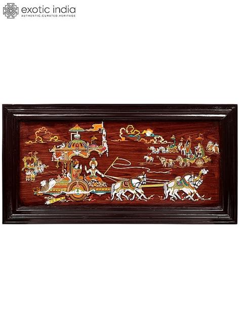 48" Mahabharata War View With Geeta Updesh | Natural Color On 3D Wood ...