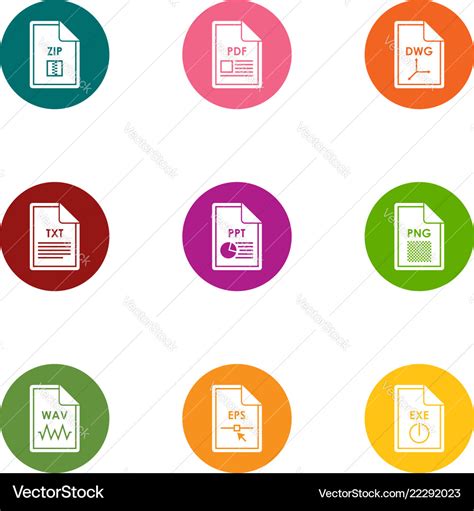 Computer file icons set flat style Royalty Free Vector Image