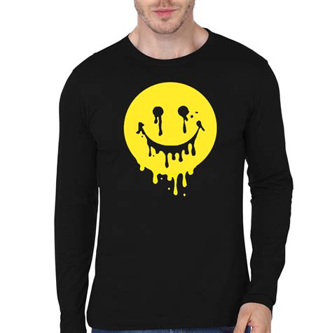 Melting Smiley Black Full Sleeve T-Shirt | Swag Shirts