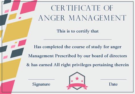 Anger Management Certificate: 15 Templates with Editable Samples - Template Sumo