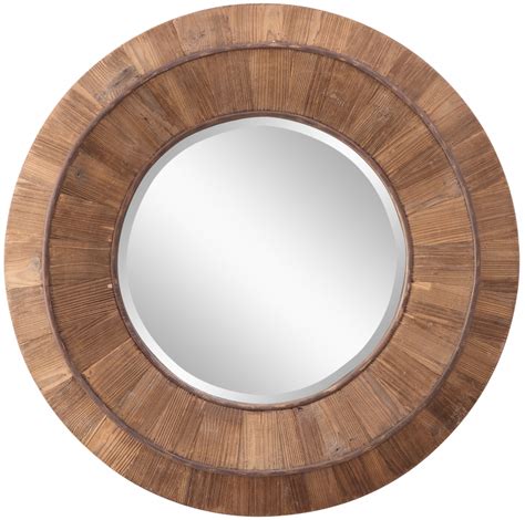 Andrea Natural Rustic Wood Round Mirror UVCC40025