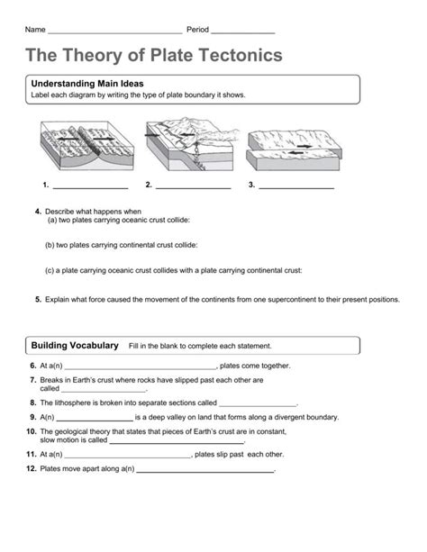 The Theory Of Plate Tectonics Worksheet — db-excel.com