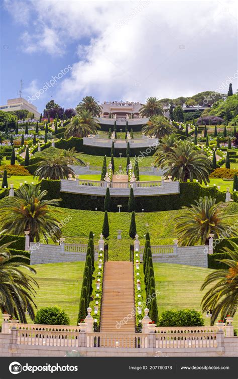 Bahai Gardens Shrine Bab Holy Pilgrimage Bahai Believers Built Mount Stock Photo by ...