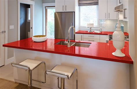 kitchen with red countertops | Template Best