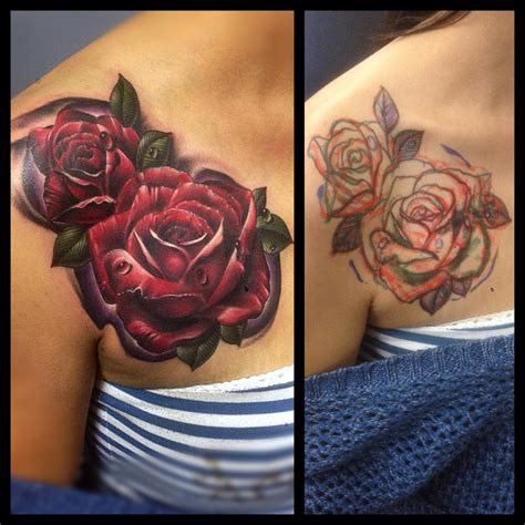 Red Roses Cover Up Flower Tattoo