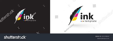 Ink Logo Colored Feather Pen Cmyk Stock Vector (Royalty Free ...