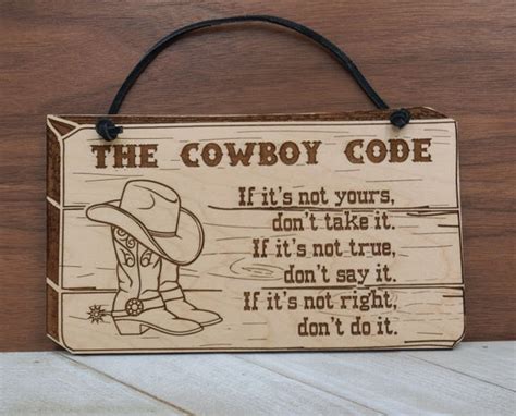 Cowboy Code. Code of the West. Rustic Cowboy Decor. Laser - Etsy