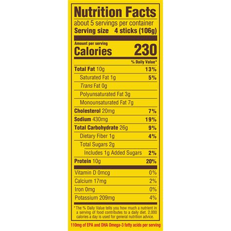 Fish Sticks Nutrition Facts Label - Nutrition Ftempo