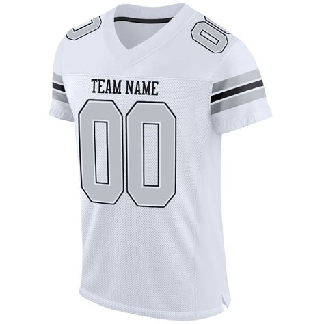 Custom White Silver-Black Mesh Authentic Football Jersey – Fiitg