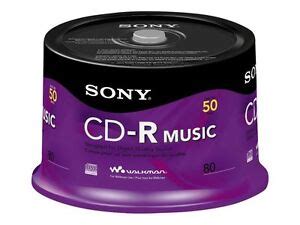 50 Sony Blank Music Cd-r CDR Branded 80min Digital Audio Media Disc for ...