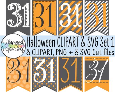 Halloween SVG Clipart Set Printable Halloween Banner Bunting - Etsy