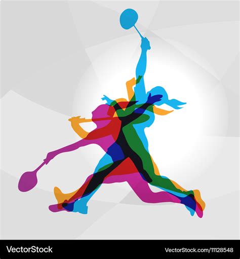 Modern Badminton Women Players In Action Logo Vector Image | My XXX Hot ...