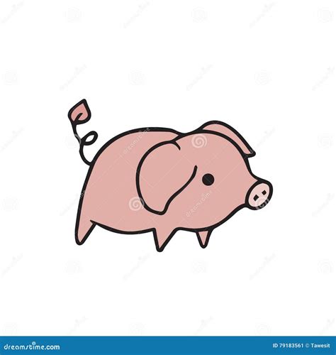 Standing Alone Pig Cartoon Drawing Stock Vector - Illustration of ...