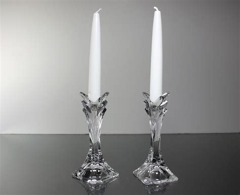 Mikasa Crystal Candlesticks, Deco, Giftware, 5 Inch Tall, Candle Holders, Pair, Clear Glass ...