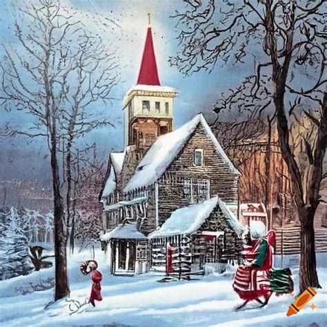 Currier & ives christmas print