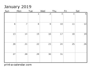 Download 2019 Printable Calendars