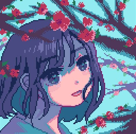 #AnimeGirl #PixelArt | Anime pixel art, Cool pixel art, Pixel art design