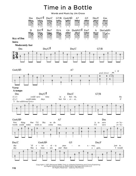 Time In A Bottle by Jim Croce - Guitar Lead Sheet - Guitar Instructor