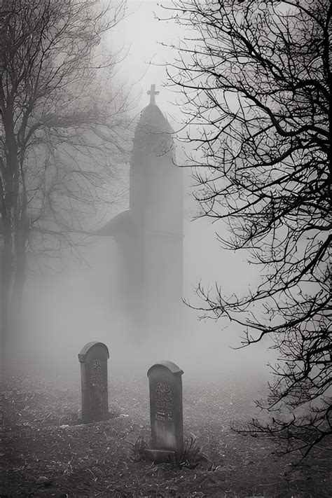 Foggy Graveyard Border · Creative Fabrica