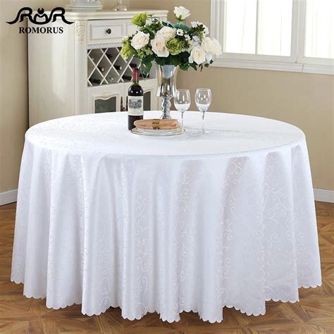 Round Tablecloth Jacquard White Wedding Table Cloth Polyester Round ...