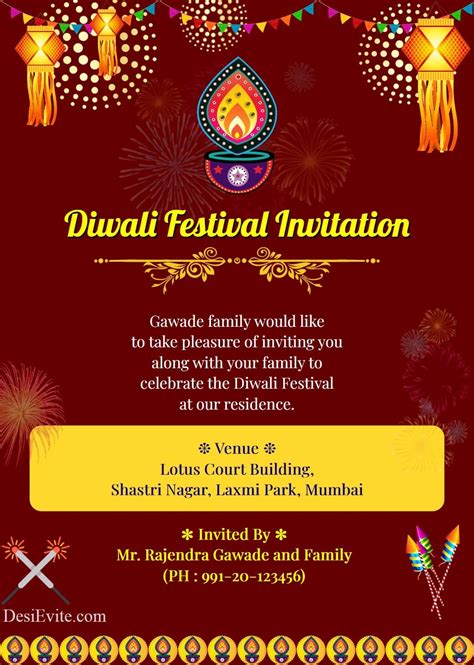 Free Diwali Invite Template