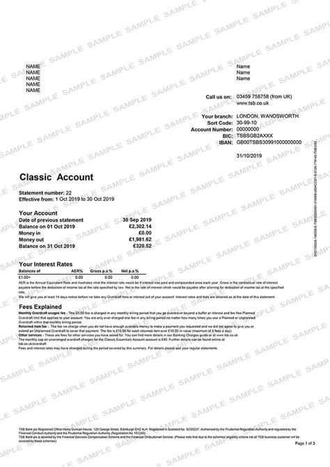 TSB Bank Statement | Bank statement, Document templates, Templates