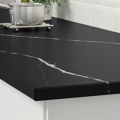 KASKER matt black, marble effect quartz, Custom made worktop, 1 m²x3.0 cm - IKEA | Marble effect ...