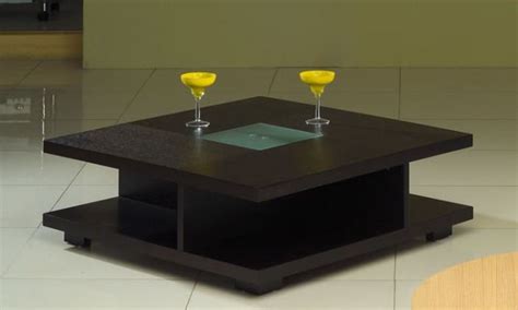 Square Black Wood Coffee Table with Glass Center Oceanside California ...