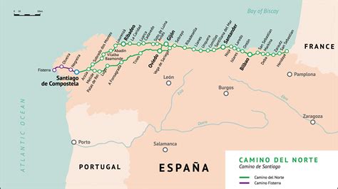 Mapa del Camino del Norte (Camino de Santiago) | Camino de santiago, Santiago, Santiago de ...