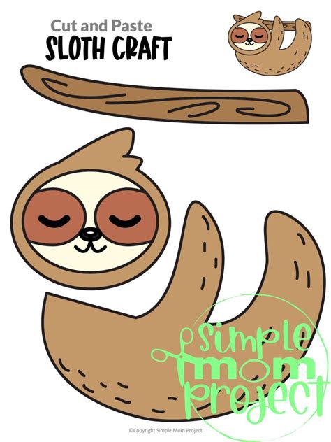 Printable Sloth Craft Template | Animal crafts for kids, Toddler arts and crafts, Zoo animal crafts