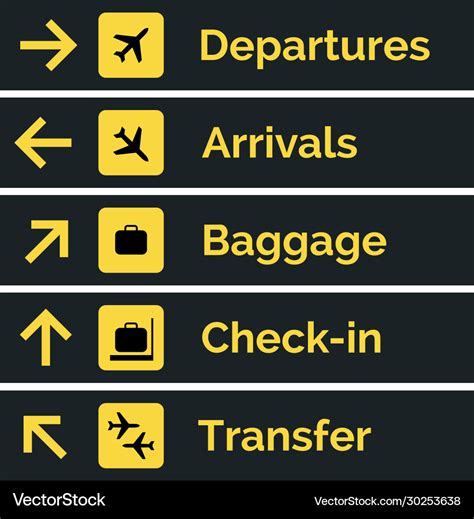 Airport sign departure arrival travel icon Vector Image