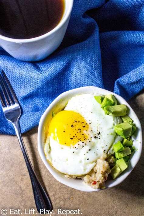 Oatmeal with Avocado & Fried Egg - Eat. Lift. Play. Repeat.