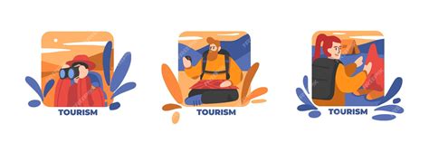 Premium Vector | Set of colored cartoon characters of young people traveling abroad