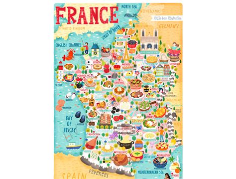 France food map illustration by Liv Wan by Liv Wan on Dribbble