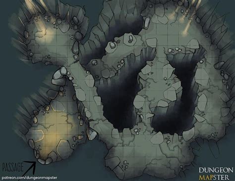 Dappled Cavern - dungeon map experimenting with lighting techniques : battlemaps | Dungeon maps ...