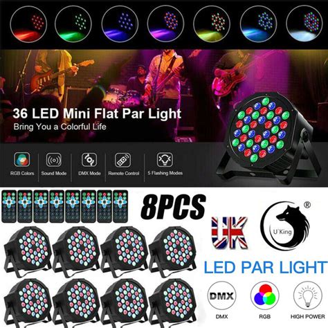 8 PCS PAR Light 36LEDs RGB with Wireless Remote Sound Activated DMX ...