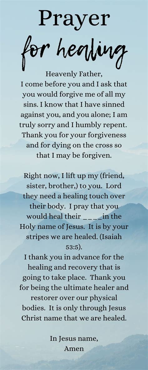 Prayer For Healing The Sick, Catholic Prayer For Healing, Prayer For My ...