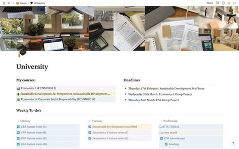 Notion University Dashboard | Notions, Chaotic academia, Digital planer