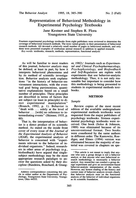 (PDF) Representation of Behavioral Methodology in Experimental ...