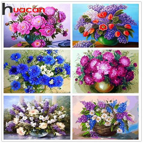 Buy HC Full Square Drill Diamond Painting Kit Flower DIY Cross Stitch Home Decor at affordable ...