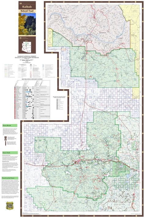 Kaibab National Forest Visitor Map, Tusayan and Williams Ranger ...