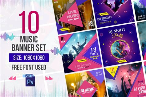 10 Music Banner Set | Creative Photoshop Templates ~ Creative Market