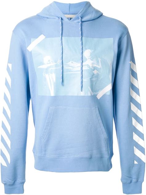 Off White Blue Hoodie Mens - canvas-ly