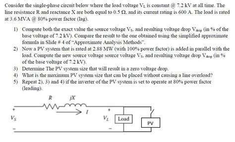 Solved Consider the single-phase circuit below where the | Chegg.com