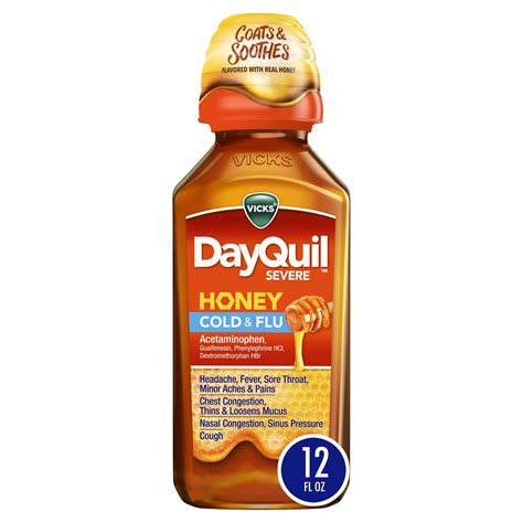 Vicks DayQuil Severe Honey Cold, Cough & Flu Liquid Medicine, 12 fl oz - Walmart.com