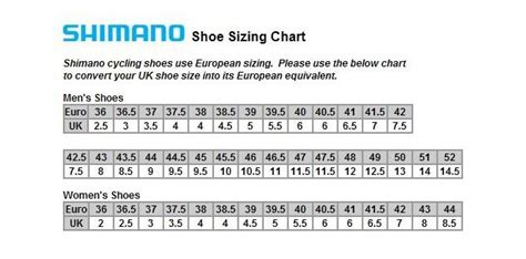 Size Chart - Shimano Shoes | Ribble Cycles