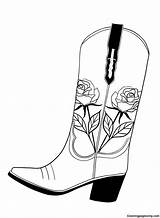 Coloring Cowboy Boots Boot Outline Drawing Clip Pages Printable Clipart  sketch template