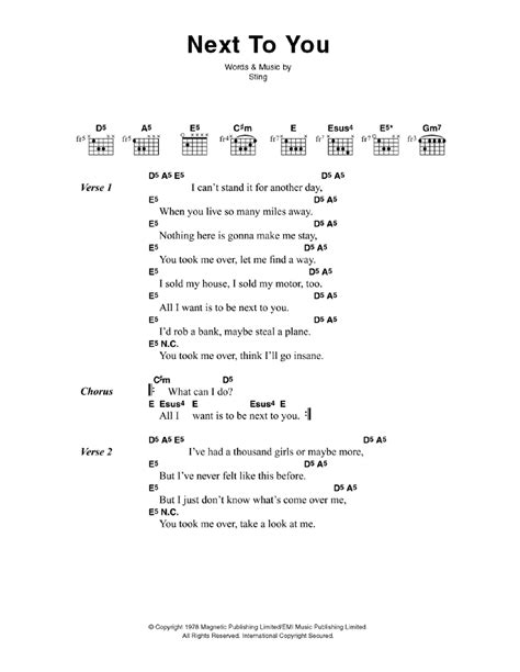 Next To You by The Police - Guitar Chords/Lyrics - Guitar Instructor